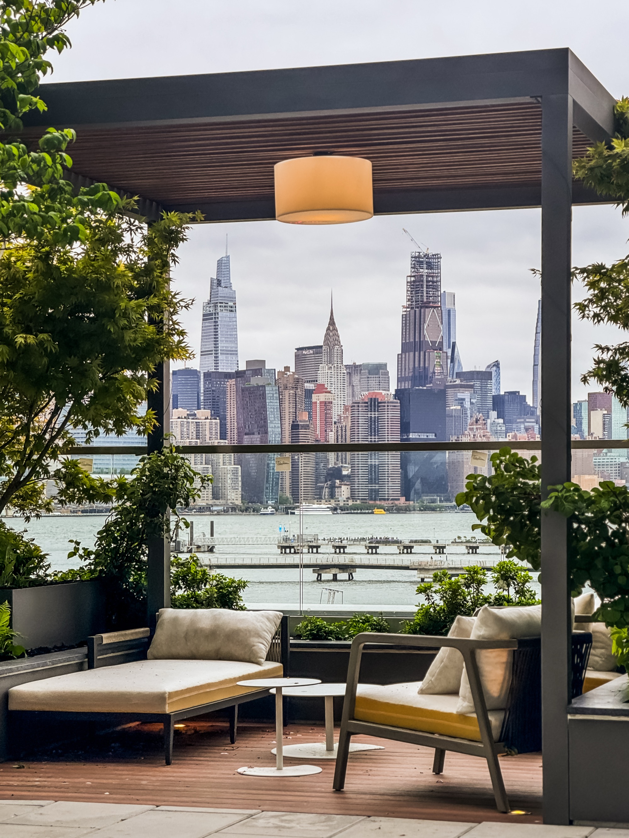 Rooftop pergola with Manhattan skyline